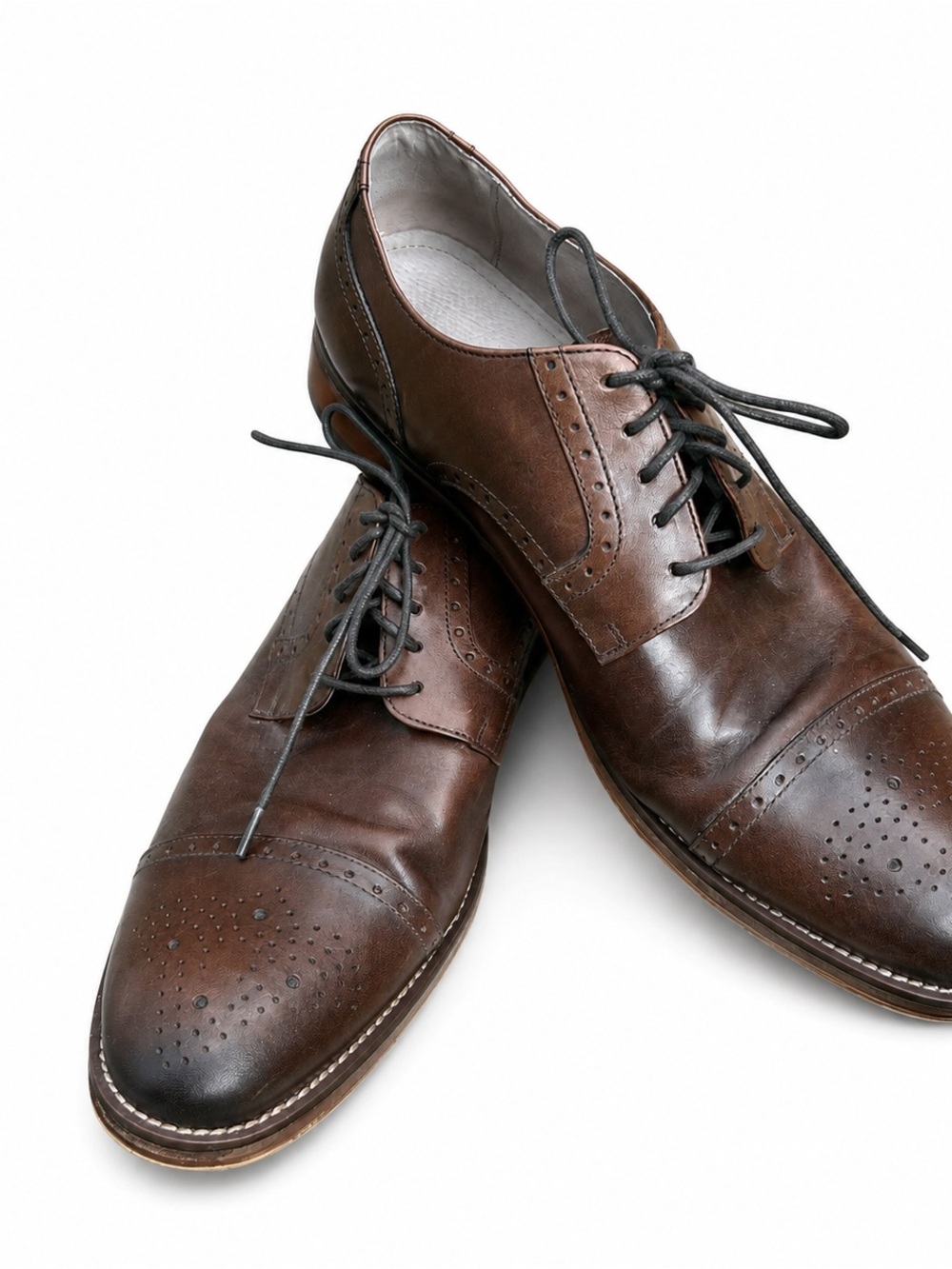 Men's Brown Leather Derby Shoes with Brogue Detail